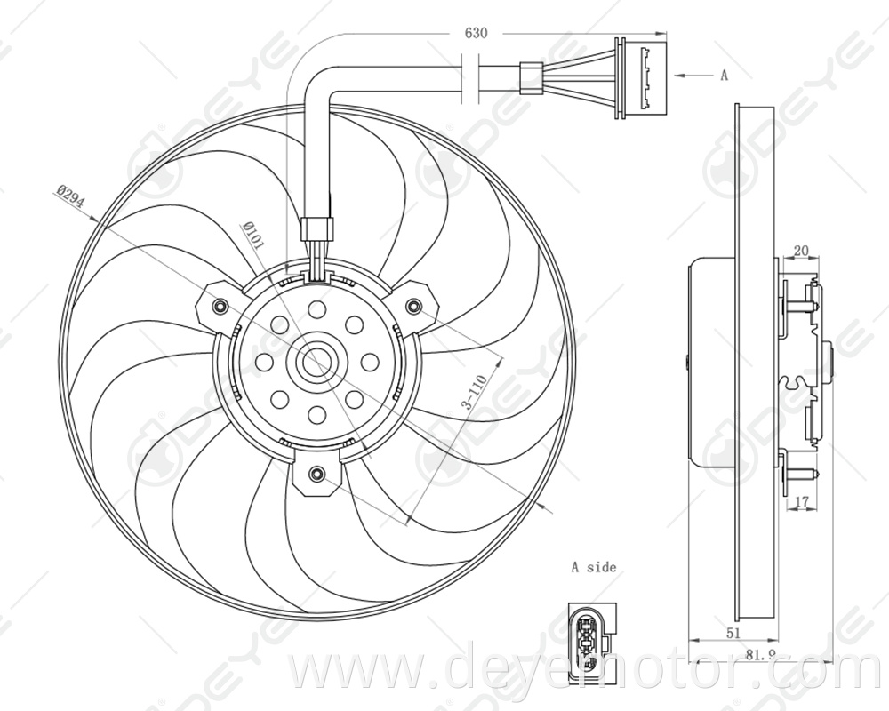 1J0959455K radiator cooling fan for A3 TT VW GOLF IV SKODA OCTAVIA SEAT TOLEDO CORDOBA